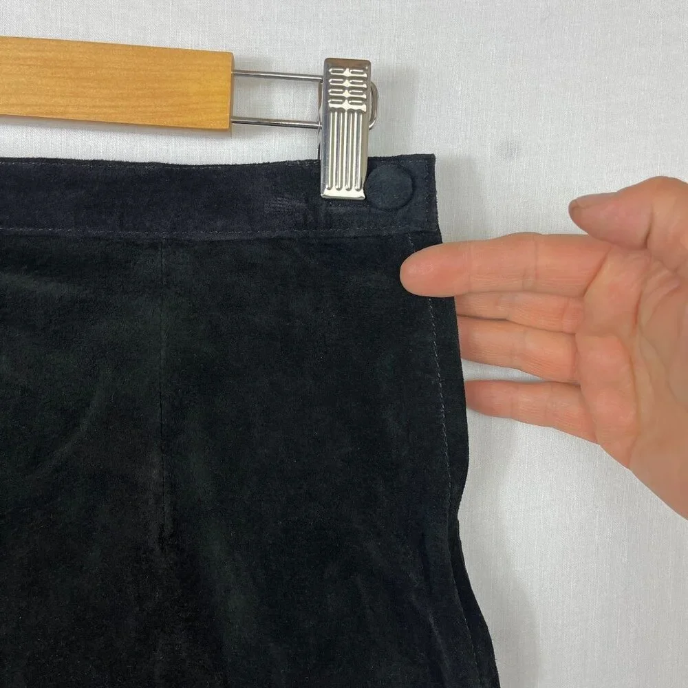 Black Suede Leather Pencil Skirt Womens 30